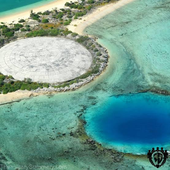 Aerial Drone Shot photogfaph of the Original bikini Atoll Cactus Dome